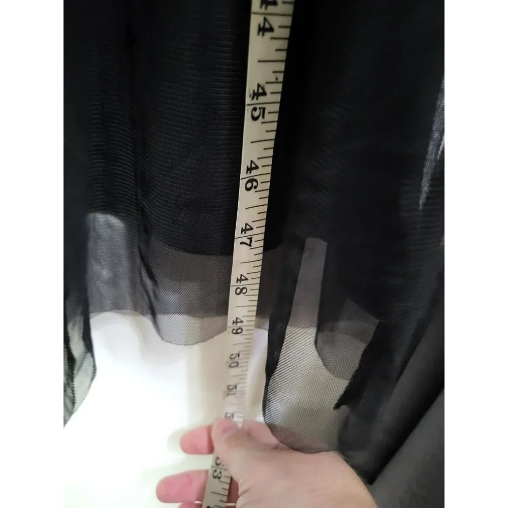 BONGO SZ LG Black Tulle Midi Dress Embroidered Whimsigoth Dark Grunge Emo y2k - Picture 7 of 10